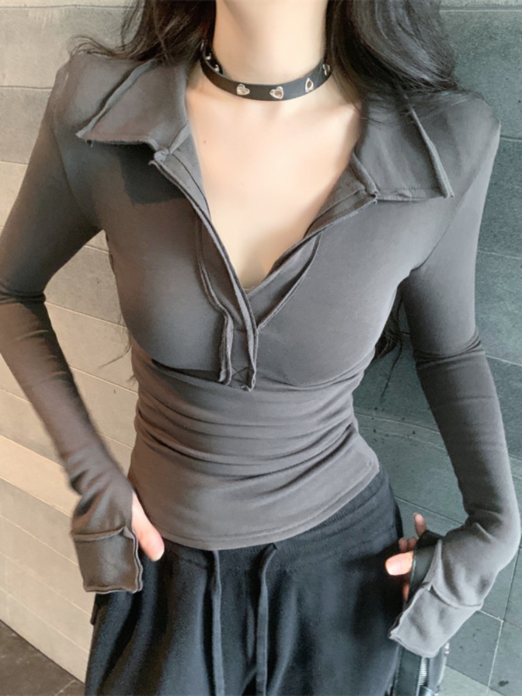 Kaos Kerah V Lengan Panjang Sl - T Shirt Tight Fit ulasan dan harga